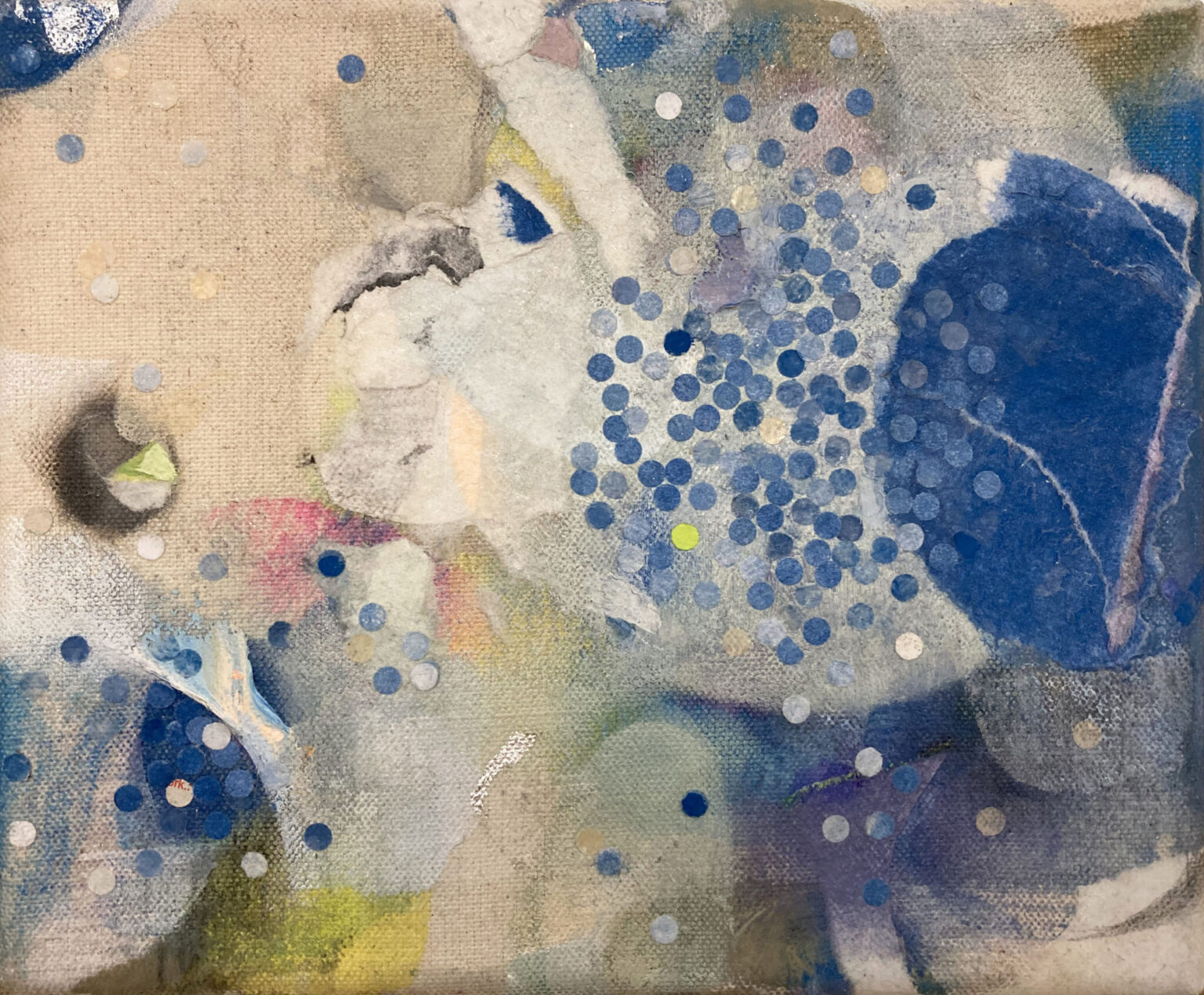 Gruppenblau (群青) | Gruppenblau (群青), 2025, mixed media on cotton, 20 x 24 cm